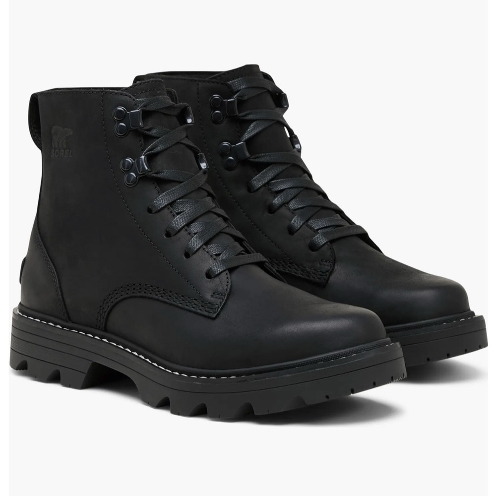 Sorel Black Lace-Up Leather Ankle Boots